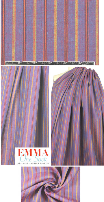 fine quality cross dye linen stripe - spicy plum