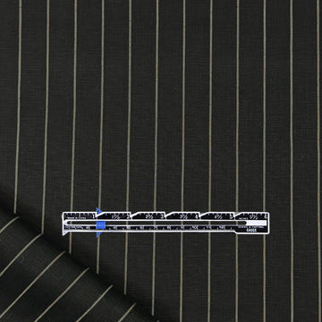 European classic stripe all linen woven - black/frappe .9 yds