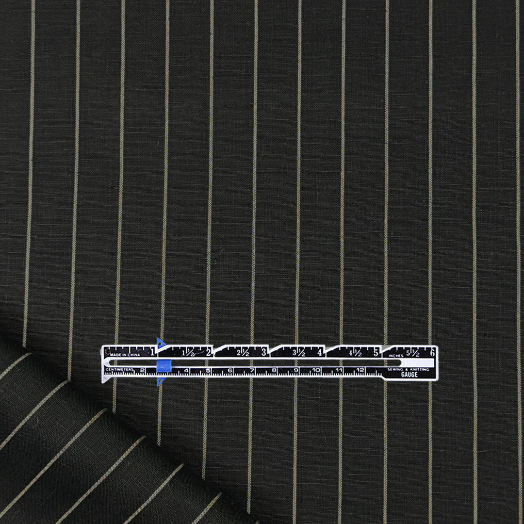 European classic stripe all linen woven - black/frappe 1.25 yds