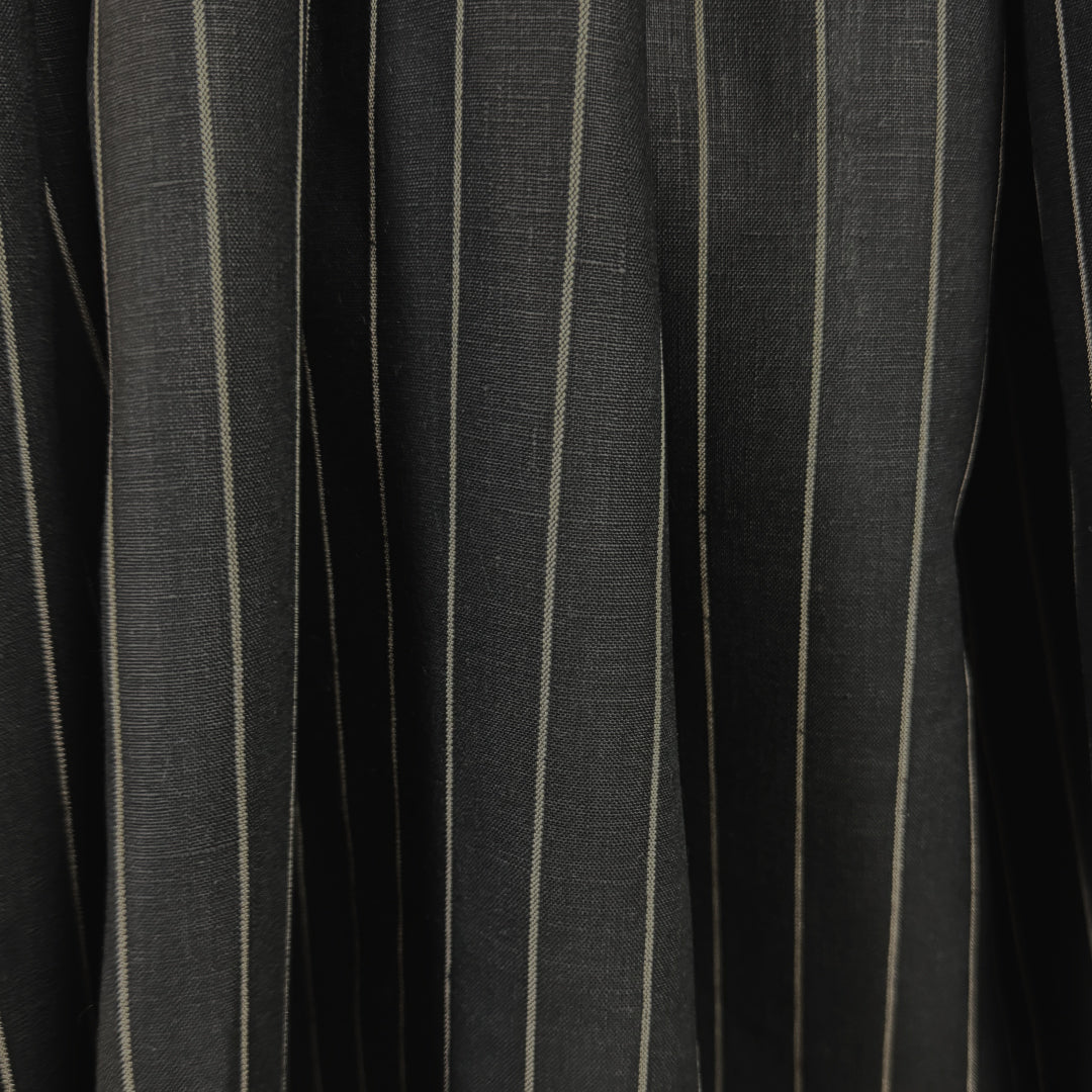 European classic stripe all linen woven - black/frappe 1.25 yds