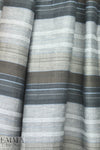 Italian gray/blue yarn-dyed stripes linen woven