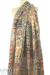 Italian linen digital print - ikat fragments