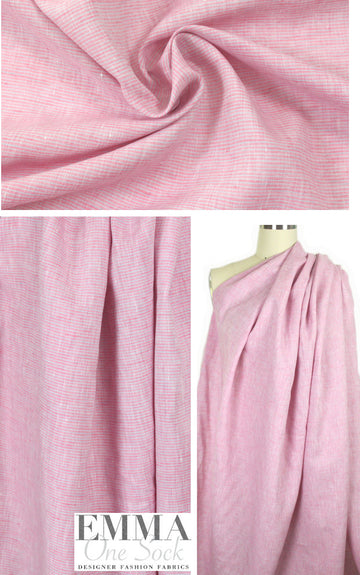 pink/gray horizontal stripe linen woven shirting