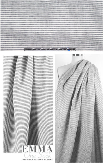 gray/white horizontal stripe linen woven shirting 1.625 yd