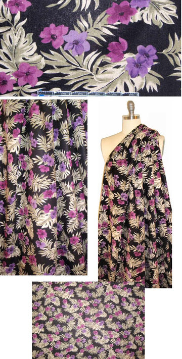 Ref0rmation magenta/lavender floral printed linen 1.75 yd