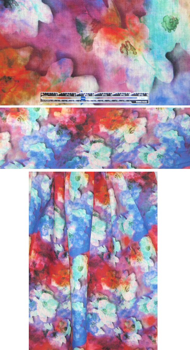 100% linen digital print - jewel tones dogwood