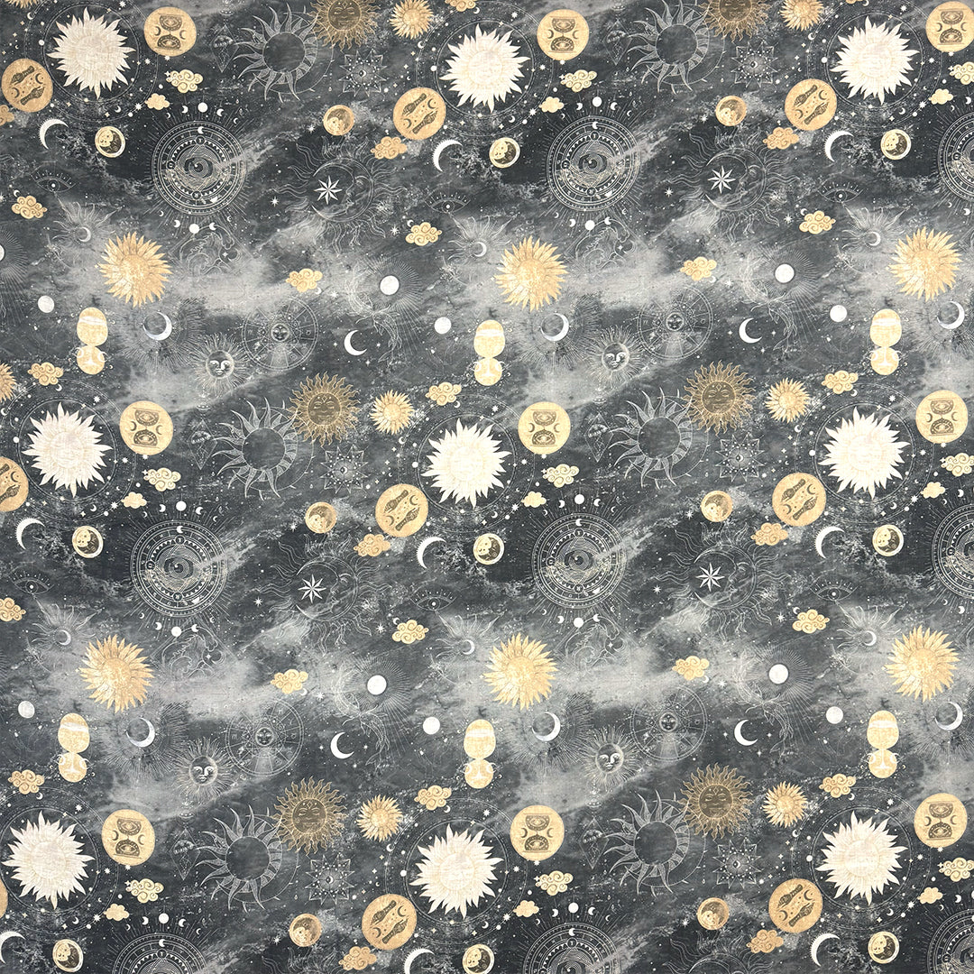 European 'sky chart' printed dressweight linen woven .625 yds