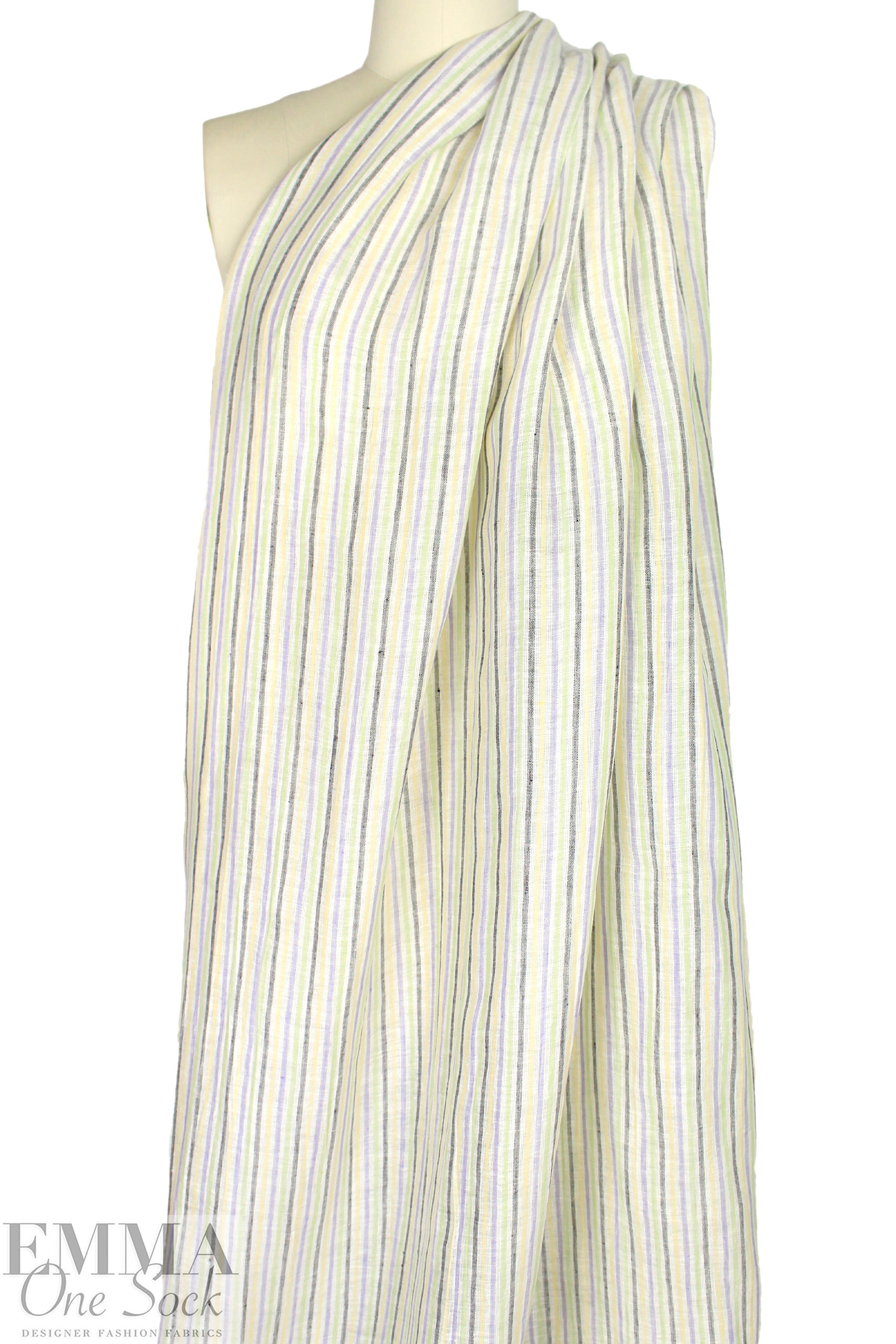 CA designer multi-stripe all linen gauze 1.375 yd
