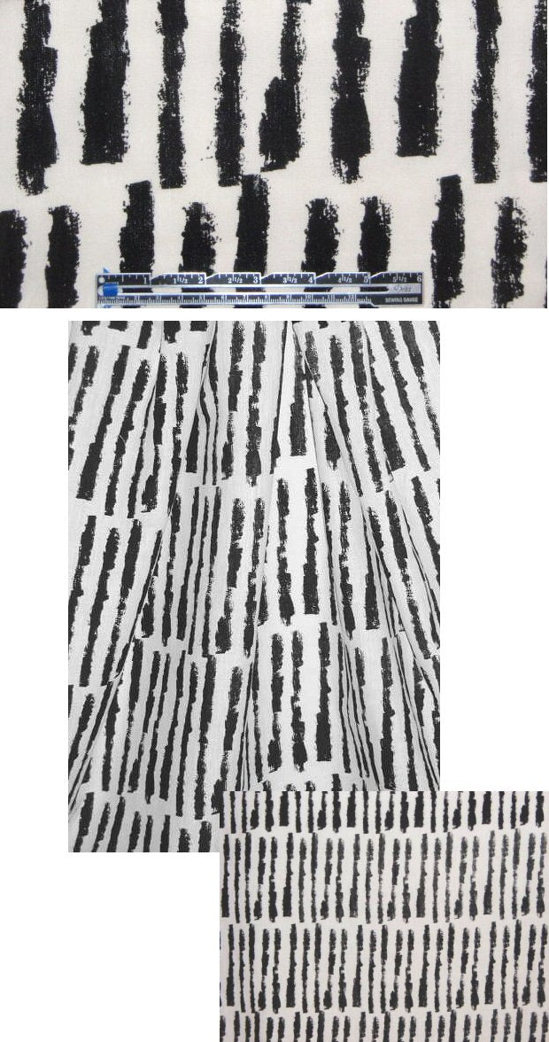 NY designer black white dash print linen
