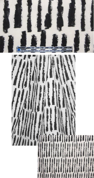 NY designer black white dash print linen