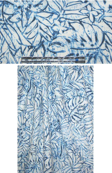 NY designer blue/white stylized floral linen