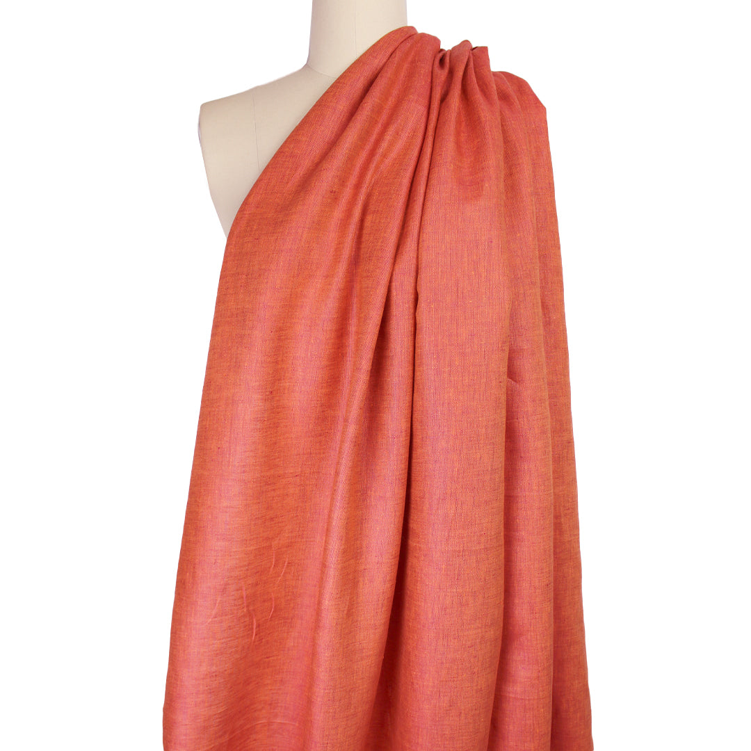 imported fine quality cross dye linen - blood orange .75 yds