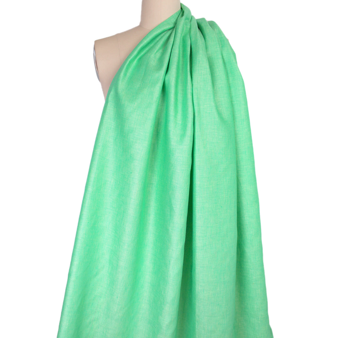 imported fine quality cross dye linen - minty green .625 yds