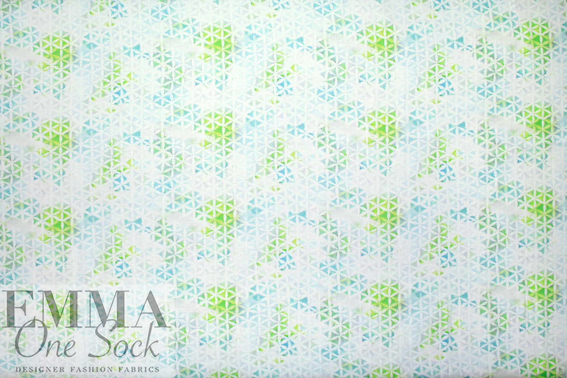 European linen digital print - flower geometry 2.25 yd
