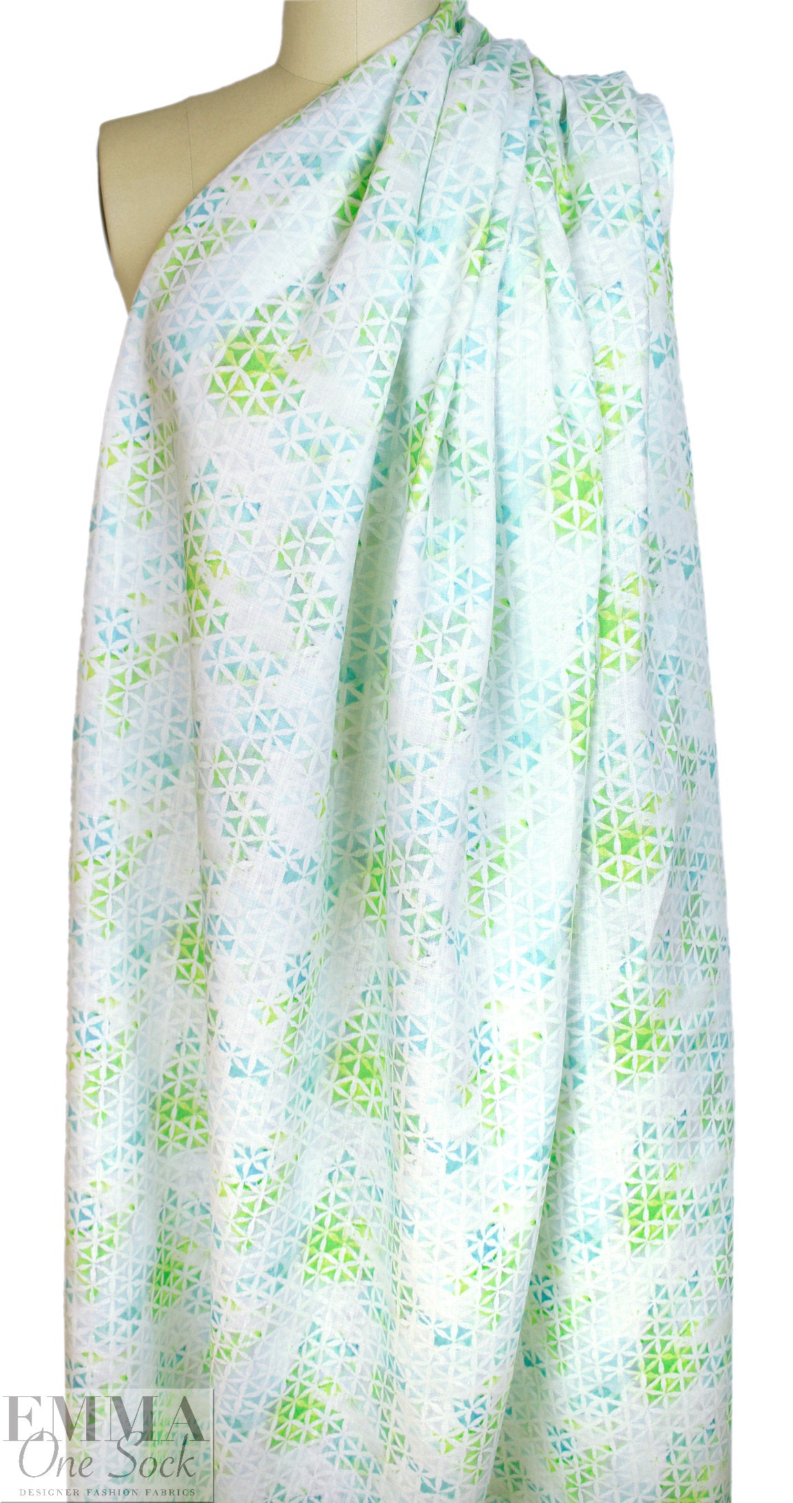 European linen digital print - flower geometry 1.625 yd