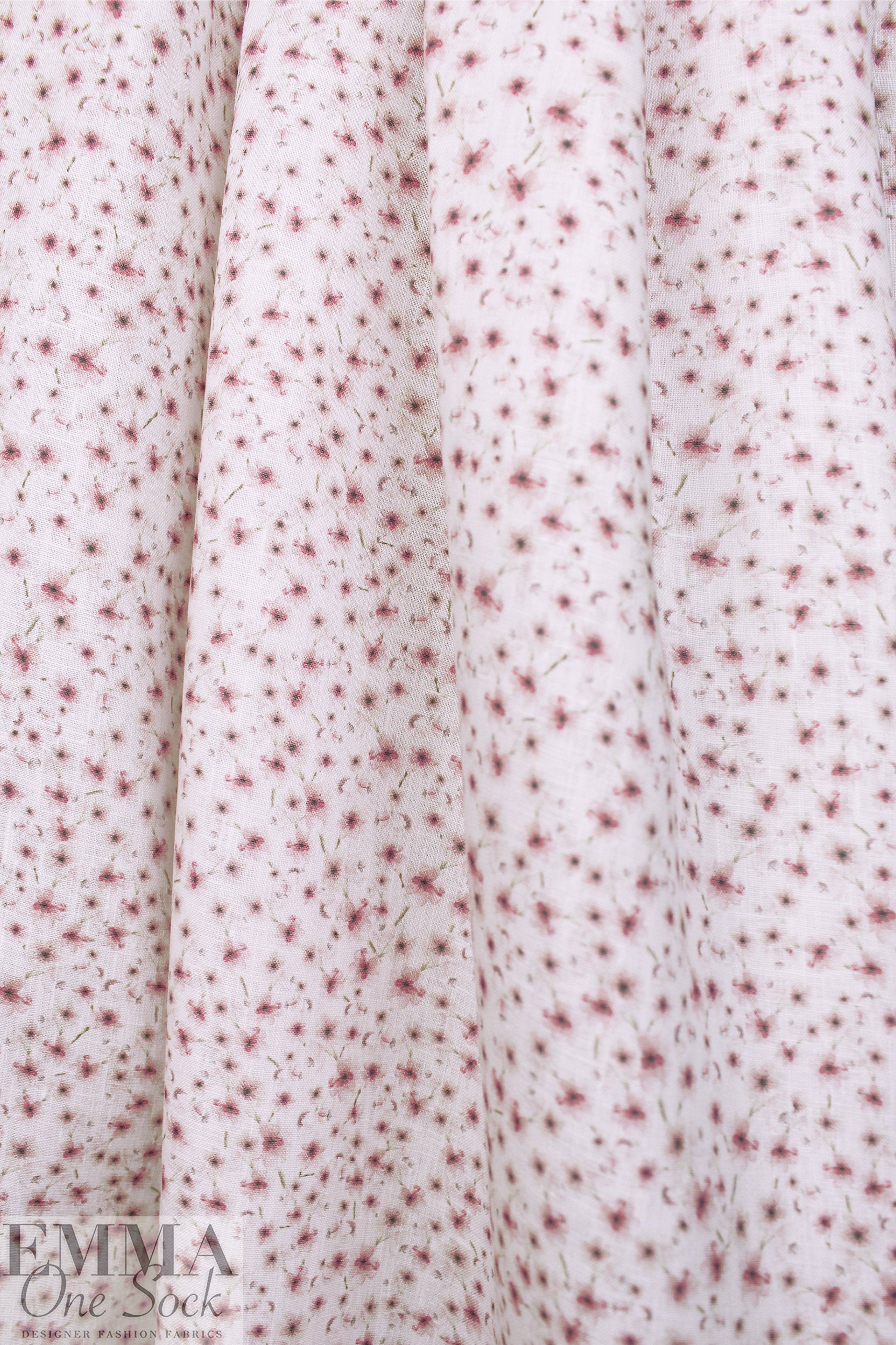 European linen digital print - seedling shower 1.5 yd