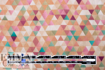 European linen digital print - peachy patchwork 1.66 yd