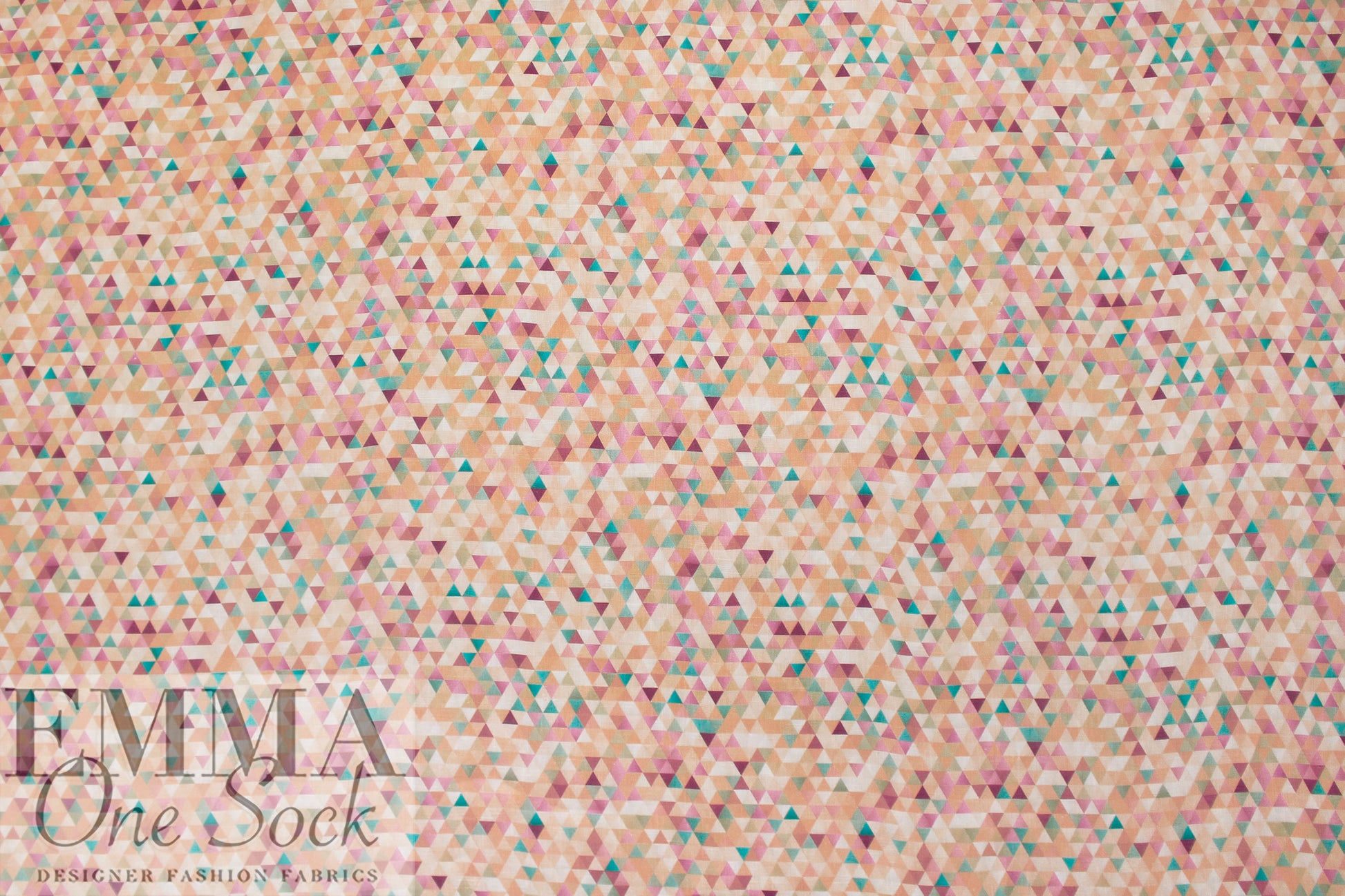 European linen digital print - peachy patchwork 1.75 yd