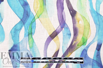 'watercolor waves' slub linen woven 1.875 yd