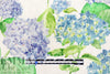 'clipped hydrangeas' slub linen woven - shades of blue 1.125 yds
