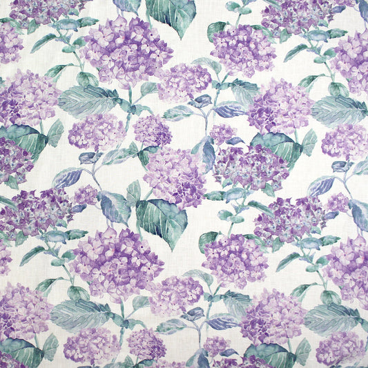 European 'clipped hydrangeas' slub linen woven - purple