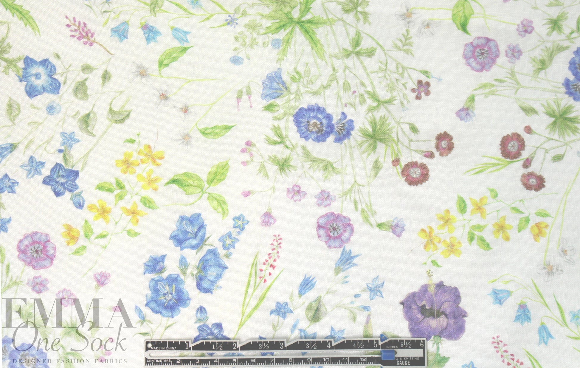 100% linen digital print - flax fields