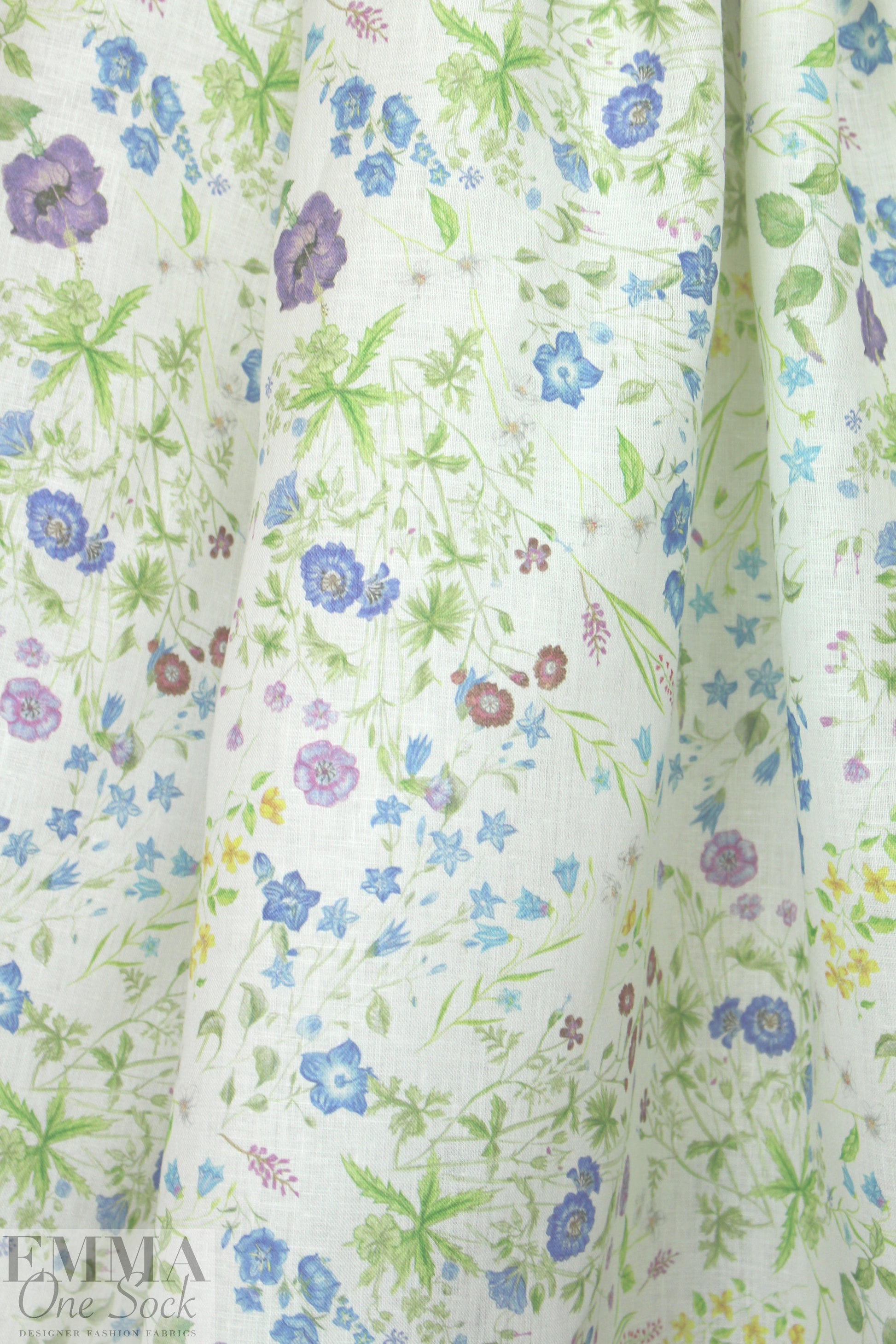 100% linen digital print - flax fields 1.875 yd
