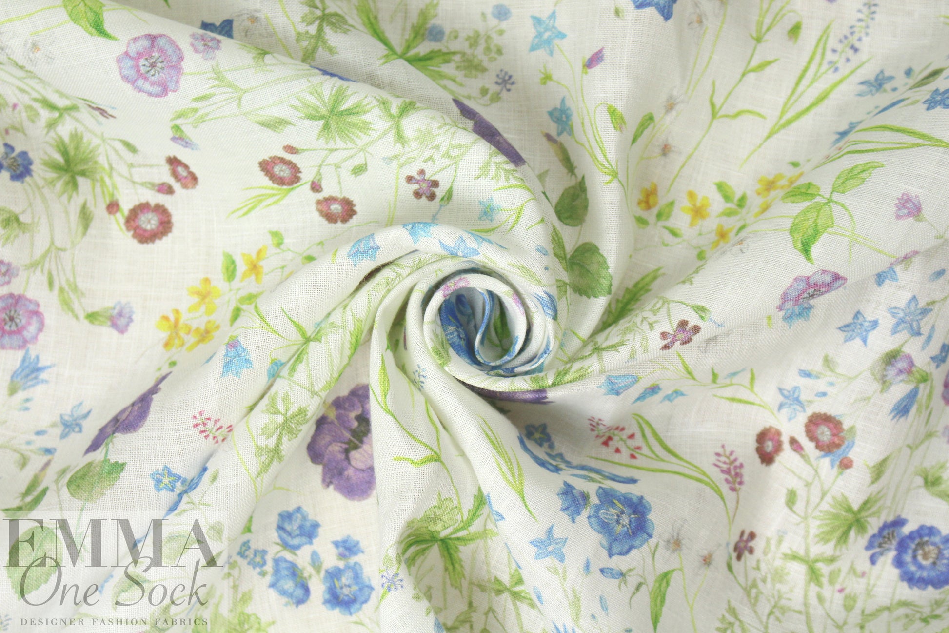 100% linen digital print - flax fields 1.875 yd