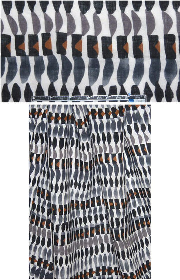 NY designer sienna/putty graphic linen print