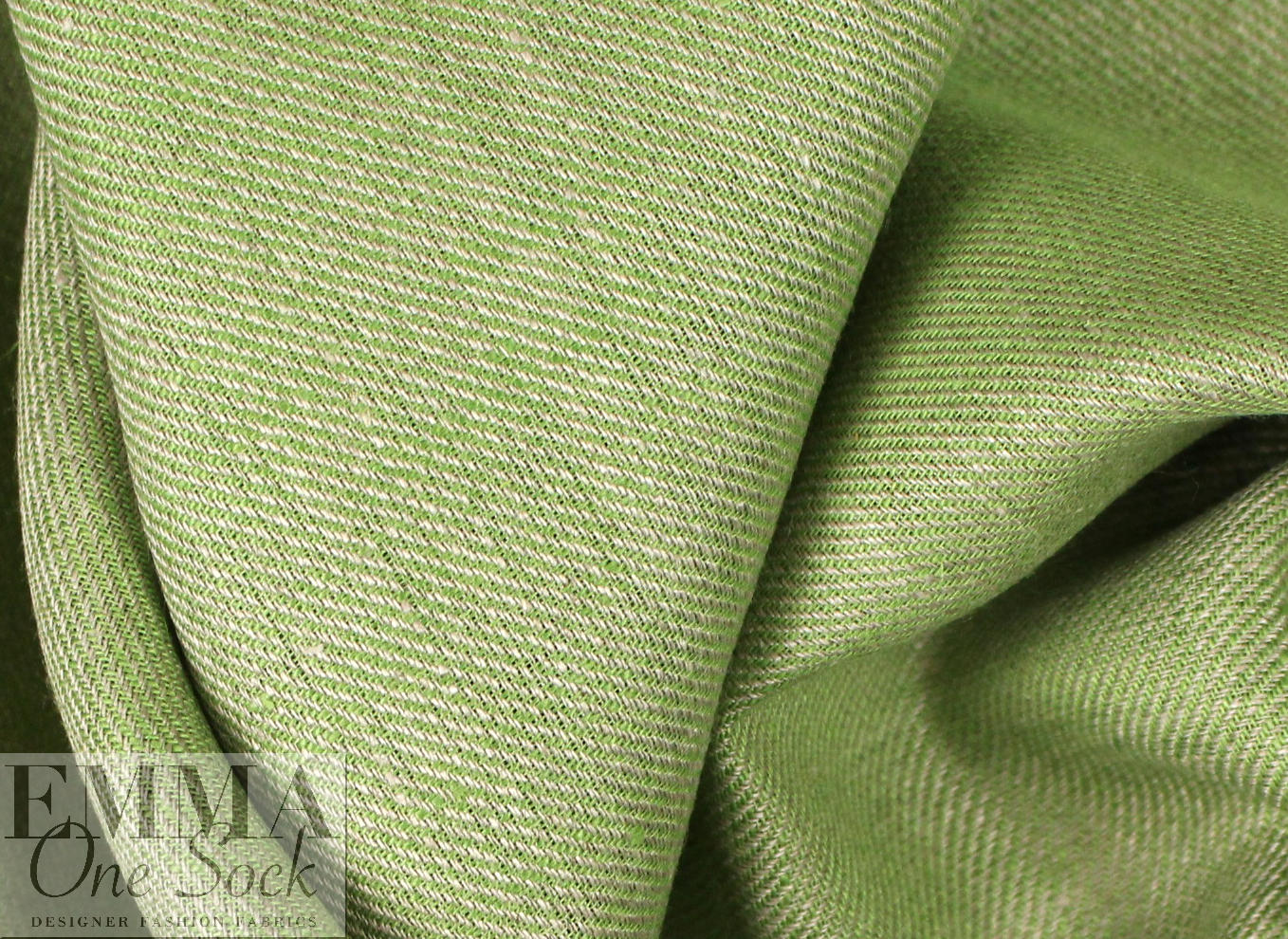 European medium weight linen twill woven - grass 1 yd