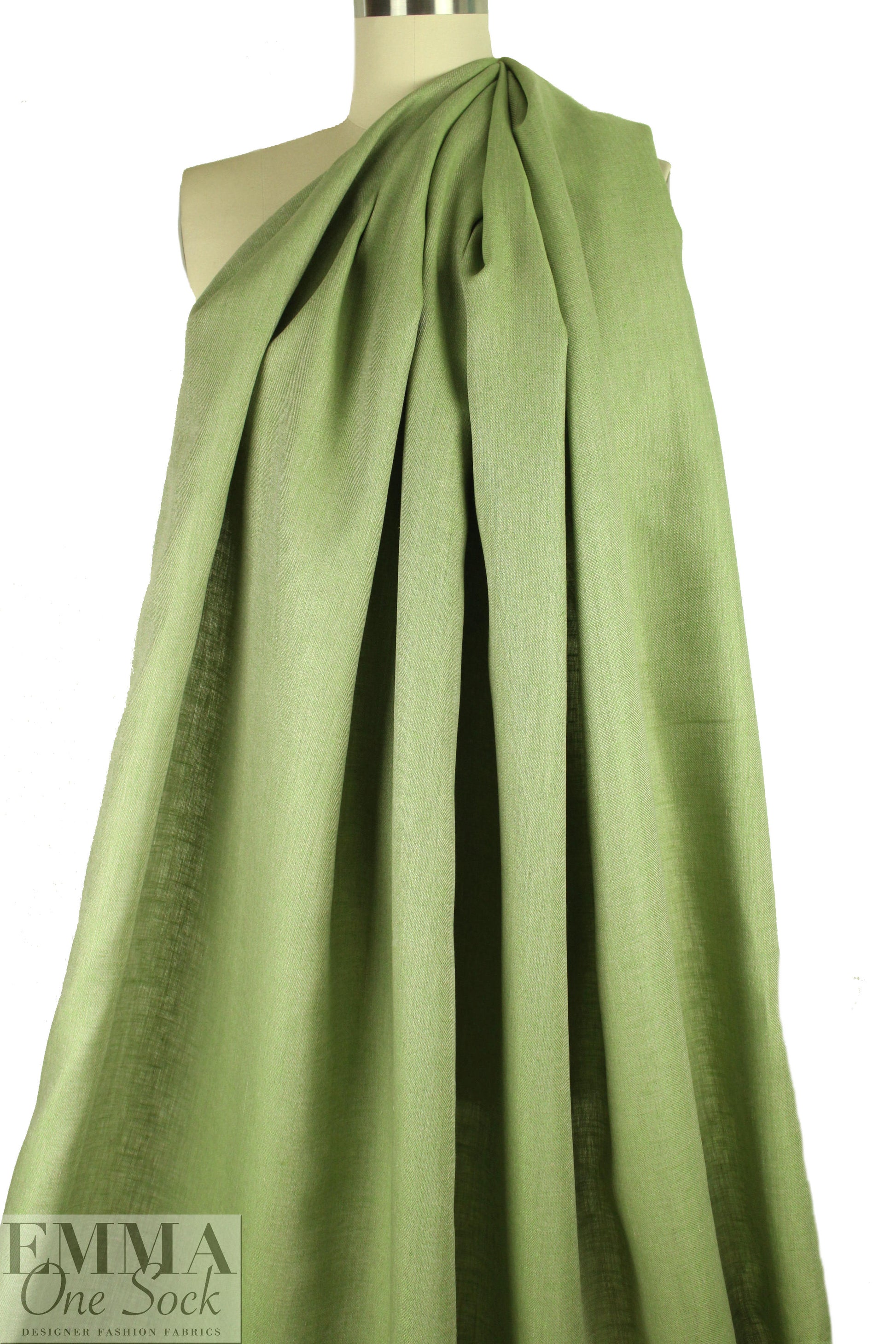 European medium weight linen twill woven - grass .625 yds