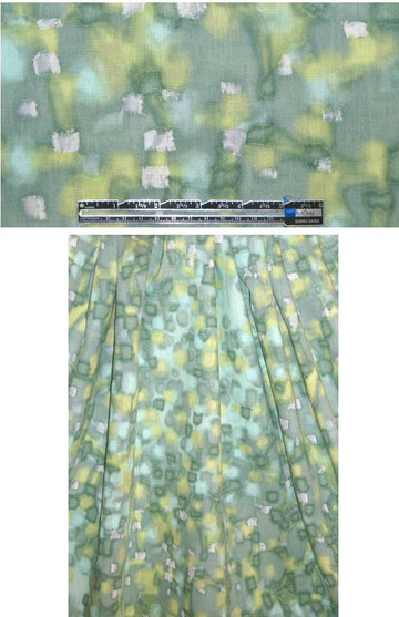 NY designer linen print - fern/lime