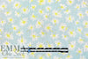 flower flurry linen woven  - baby blue/lemon 1.66 yd