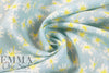 flower flurry linen woven  - baby blue/lemon 1.66 yd
