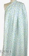 flower flurry linen woven  - baby blue/lemon 1.66 yd