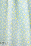 flower flurry linen woven  - baby blue/lemon 1 yard