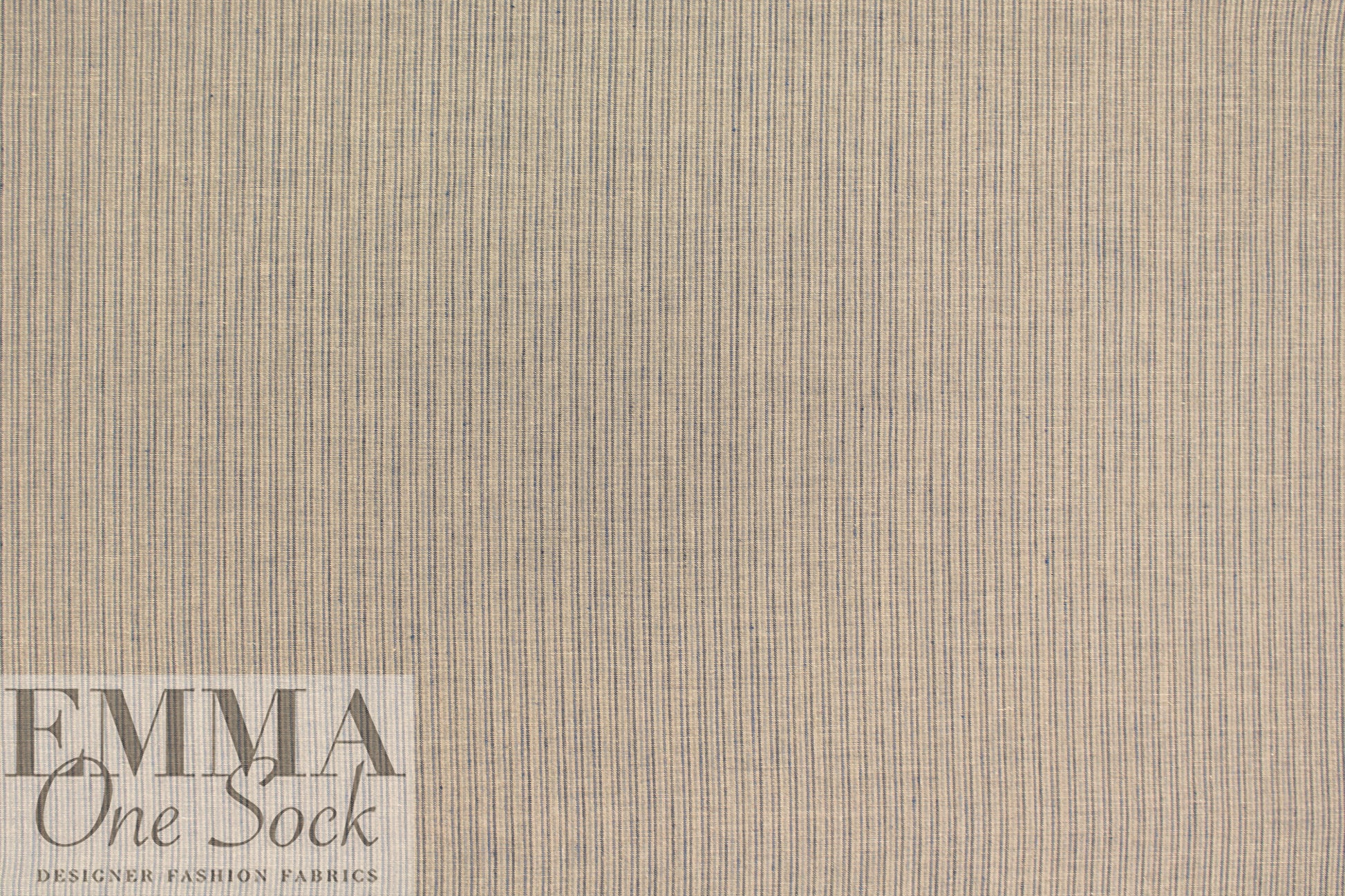 yarn-dyed thin stripe linen woven - sand/denim blue 1.5 yd