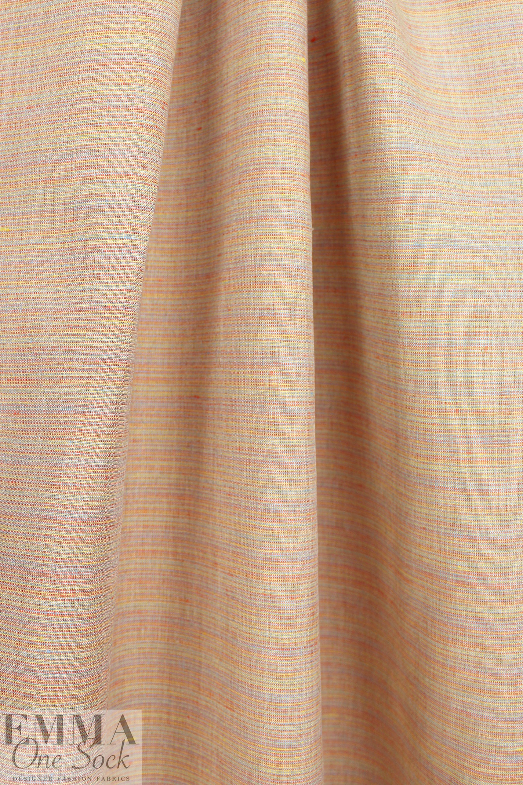 yarn-dyed micro stripe linen woven - tropical pastels 1.75 yd