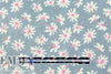 flower flurry linen woven - dusty denim/peony 1.375 yd