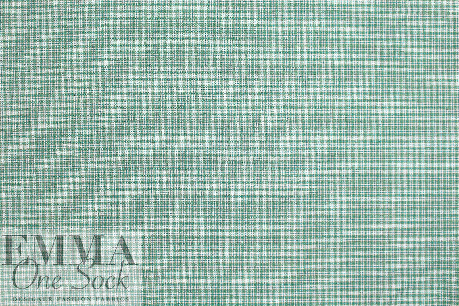 yarn-dyed mini-plaid linen woven - clover/ocean blue 1.75 yd