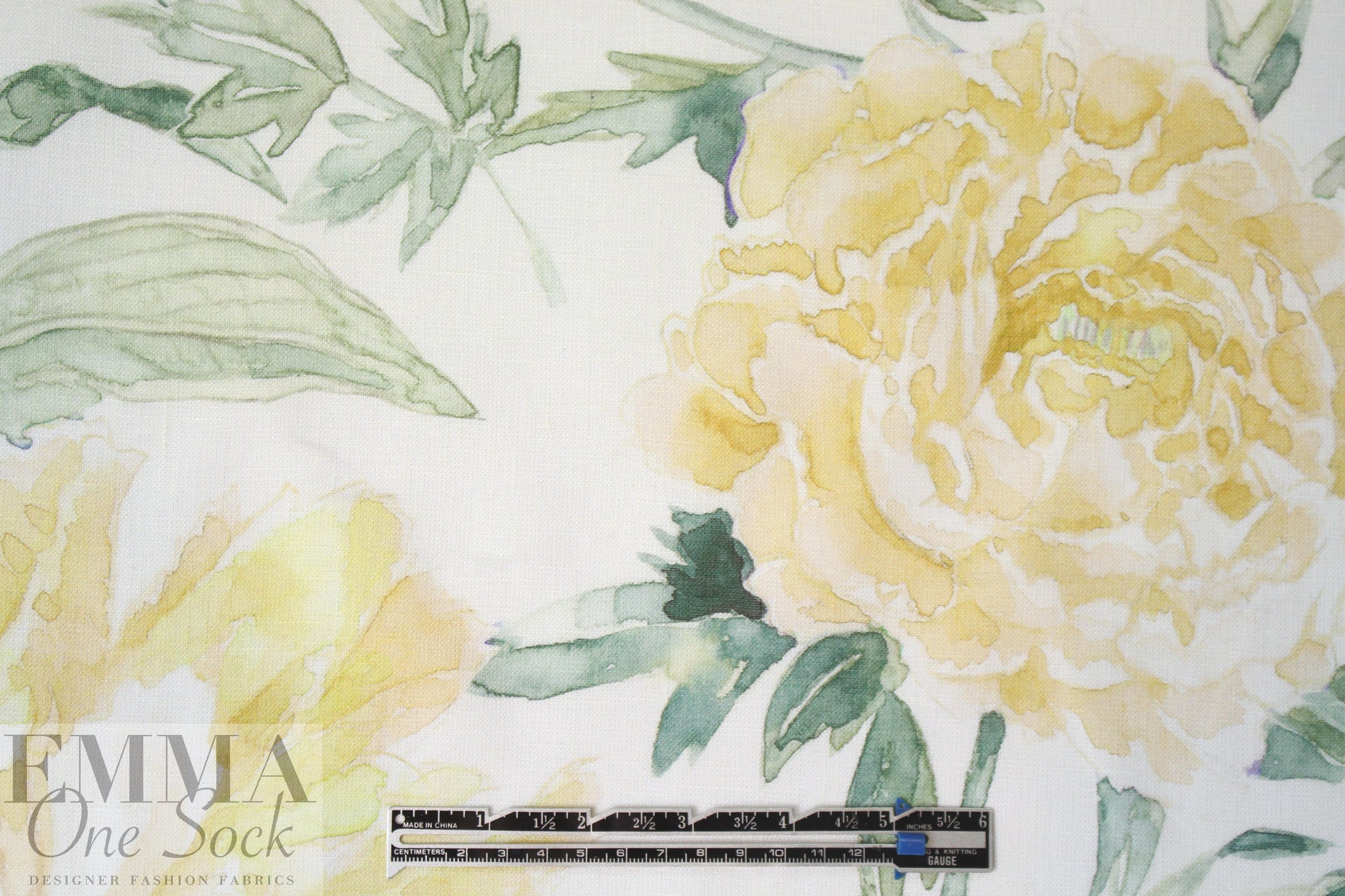 100% linen digital print - maize mums