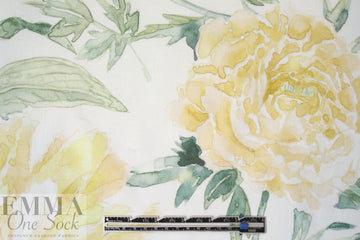 100% linen digital print - maize mums