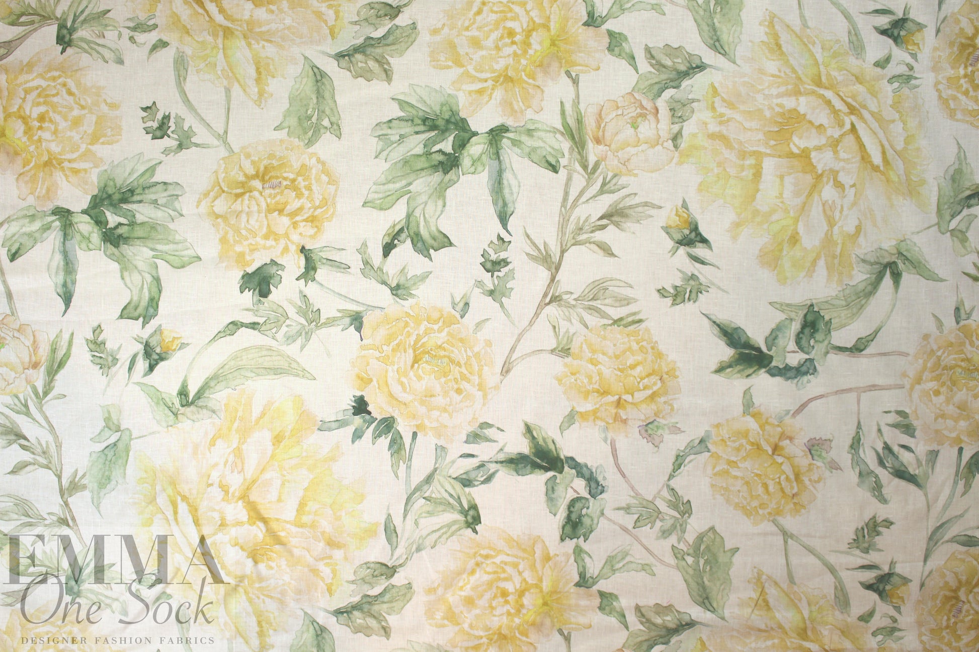 100% linen digital print - maize mums