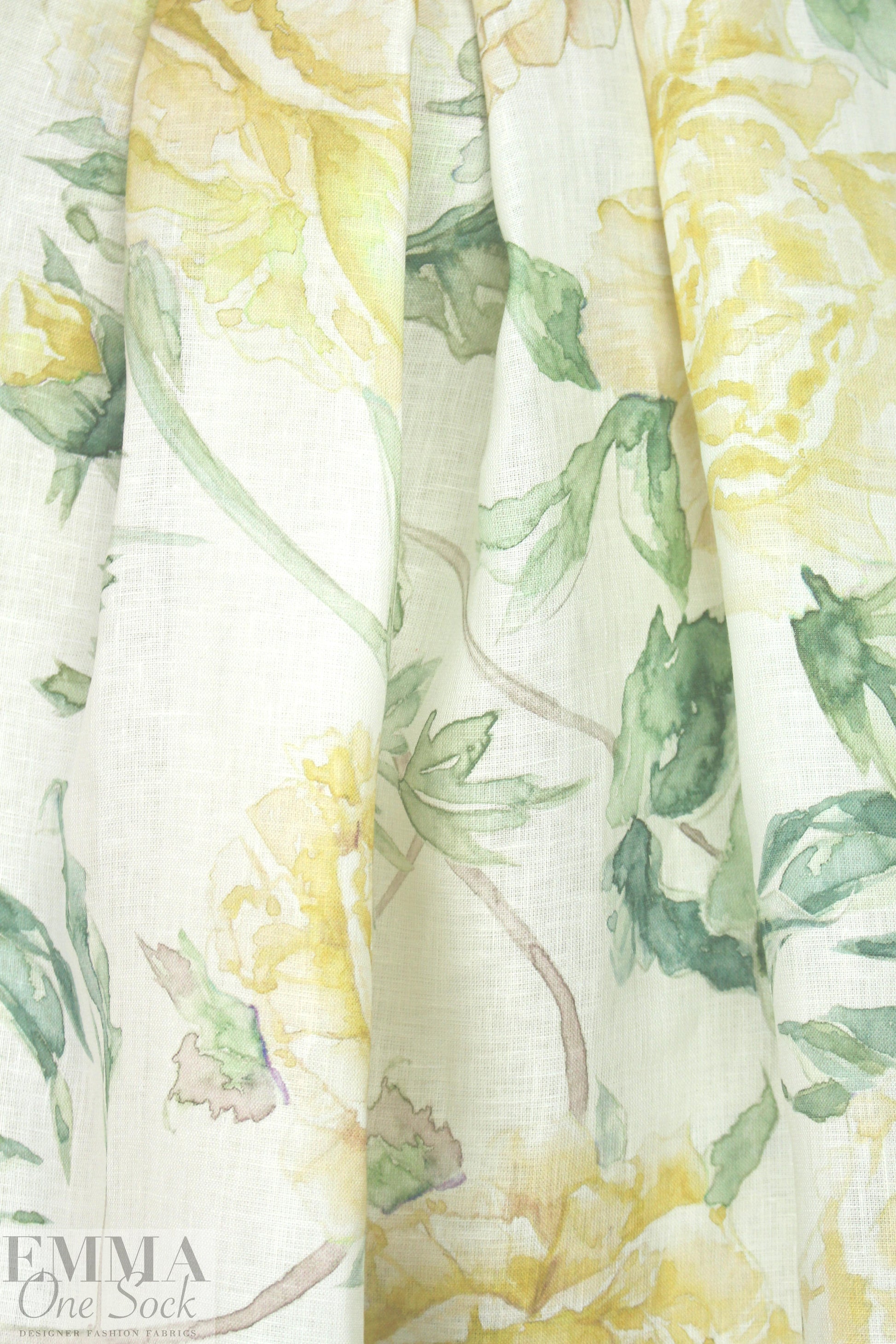 100% linen digital print - maize mums