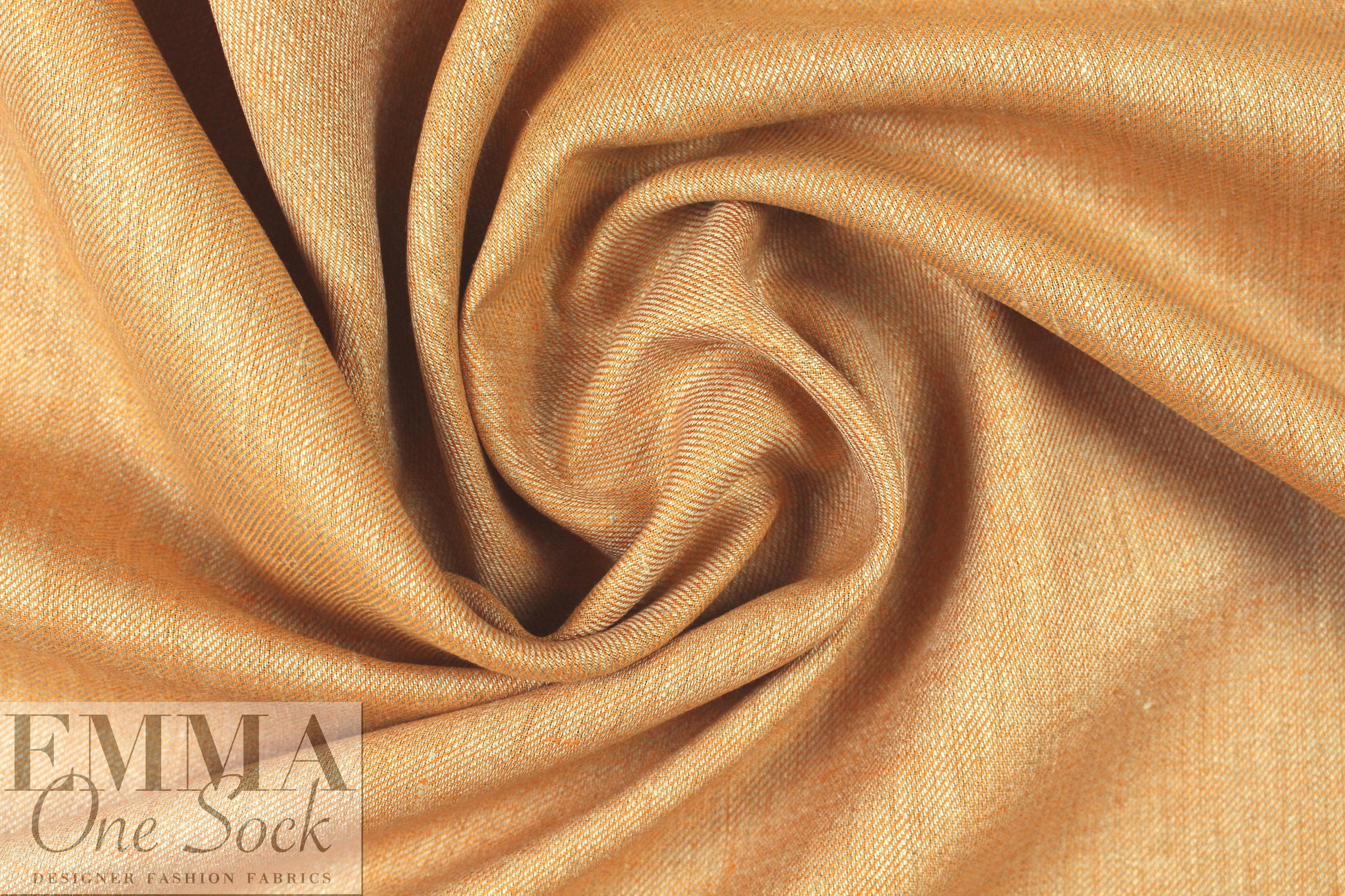 European medium weight linen twill woven - orange/sand 1.5 yds