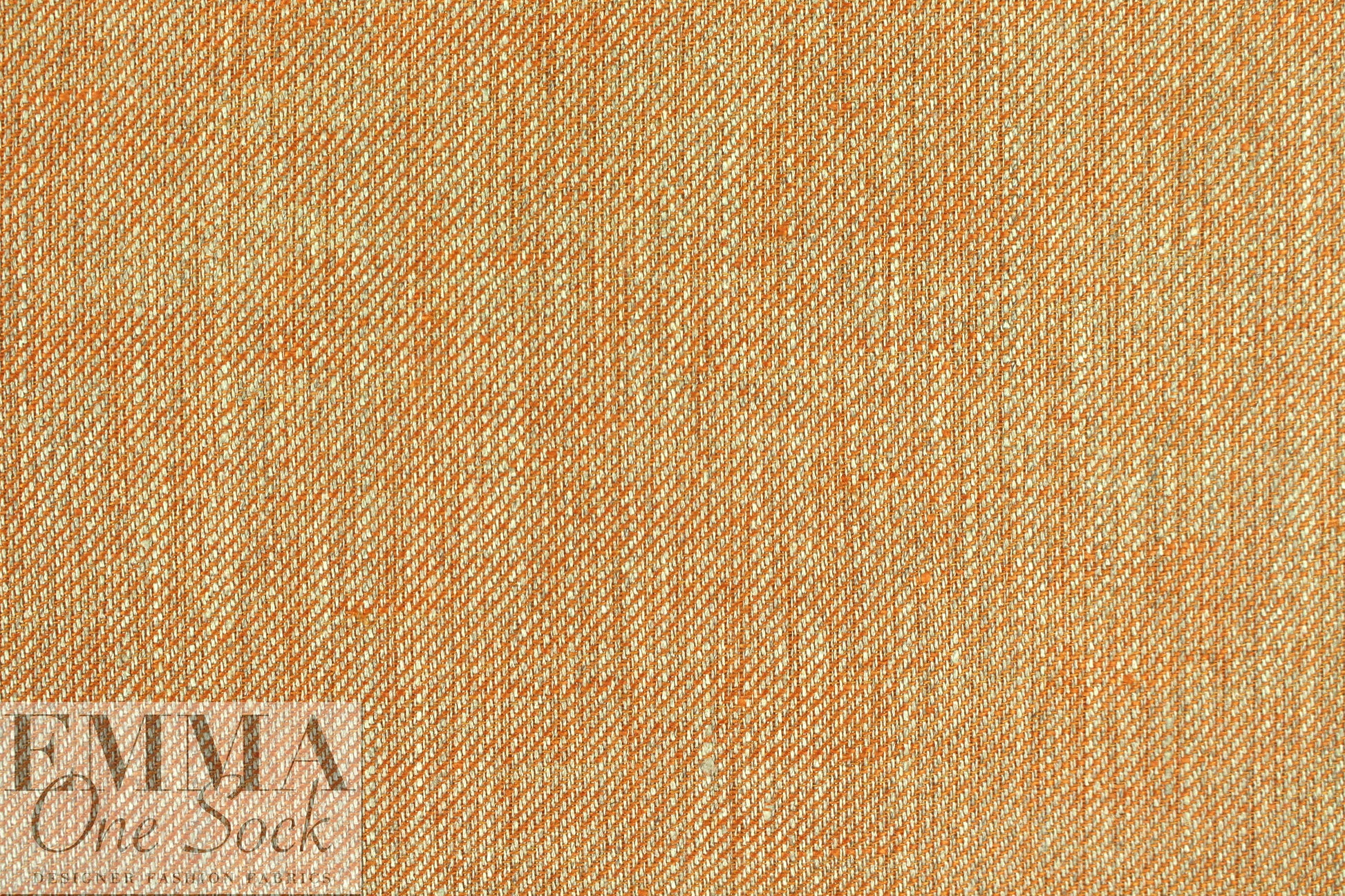 European medium weight linen twill woven - orange/sand 1.66 yd