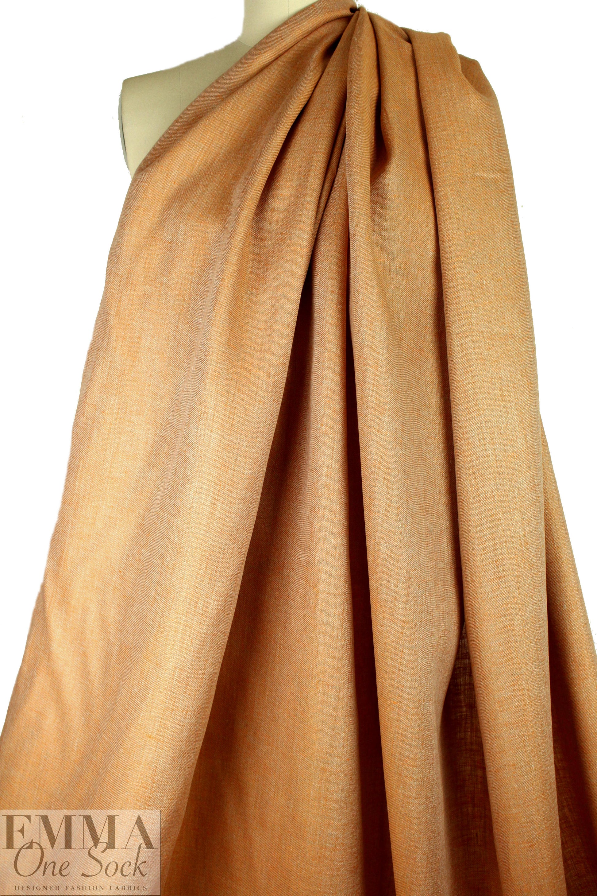 European medium weight linen twill woven - orange/sand 1.66 yd