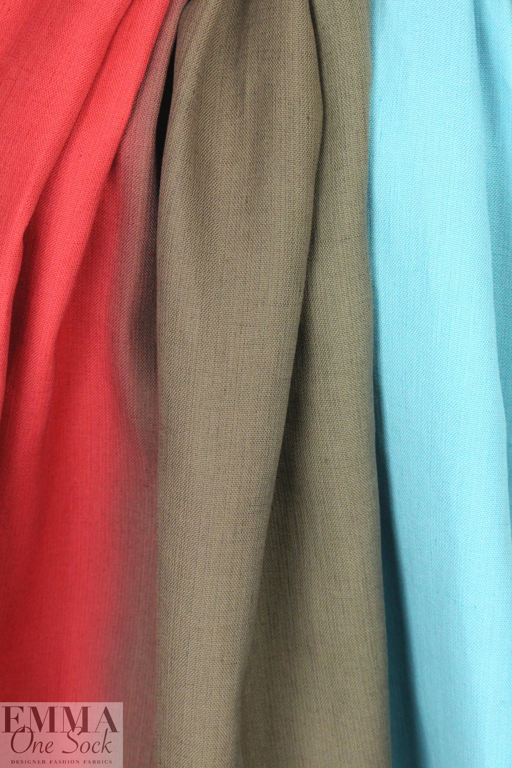 Italian ombre dyed linen - aqua/rouge/mocha 2.5 yd