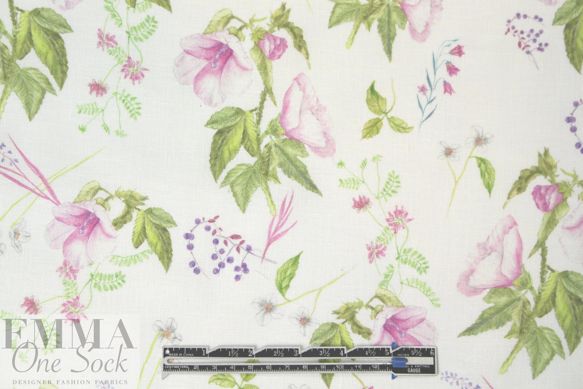 100% linen digital print - trumpet flowers 1.75 yd
