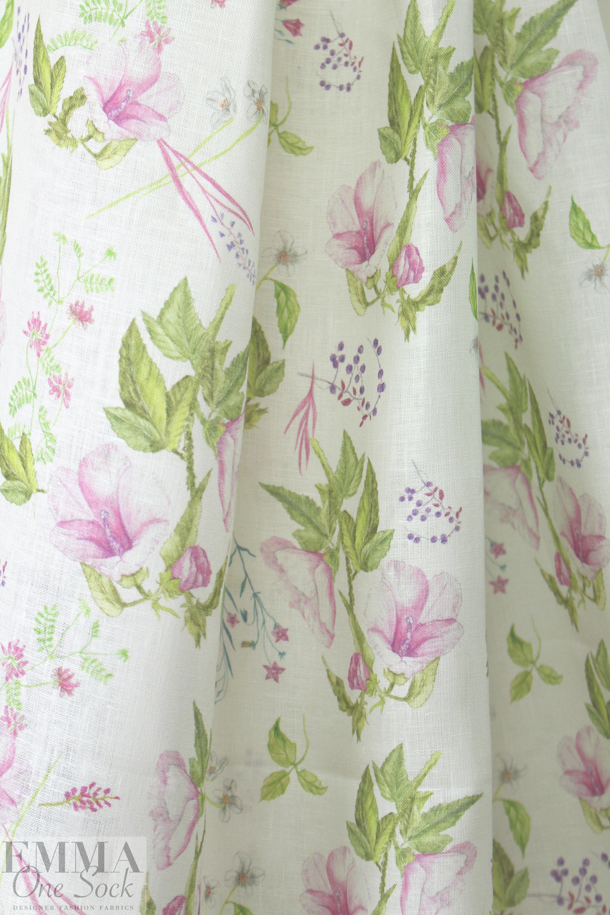 100% linen digital print - trumpet flowers